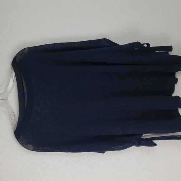 J.jill linen blend knit cover up tunic side ties navy blue one size - Picture 8 of 9